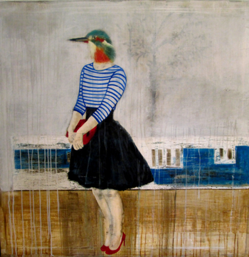 CECILE - Oil and mixed technique on canvas by ICI ET LÀ - view 3